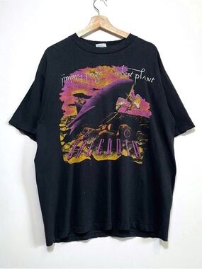 Gildan Black Led Zeppelin Graphic Tee with Purple and Yellow Print